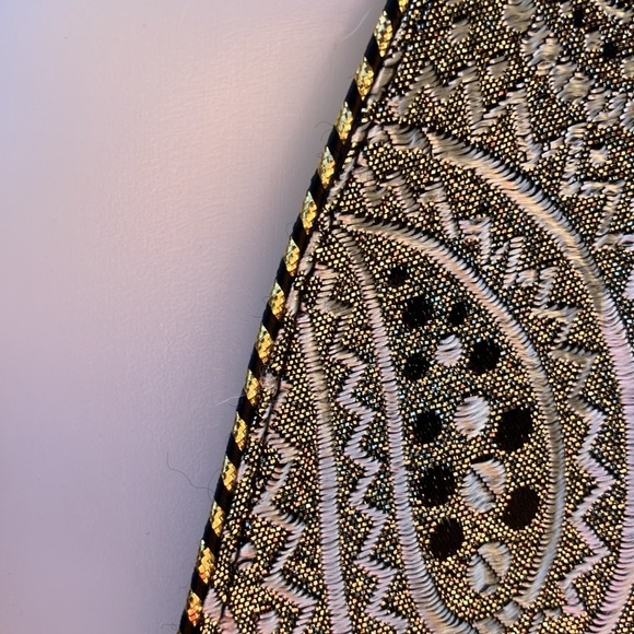 John’s Girl jacquard bolero with puffy sleeves silver & gold threads metallic M - Picture 5 of 9